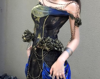 Gilded Rose Corset, Baroque Waist Training Bodice, Gothic Gold Jacquard Bustier, Medieval Floral Corset Top for Cosplay & Couture