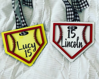 Baseball bag tag, Softball bag tag, personalized bag tag