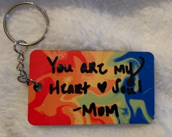 Personalized keychain, hand written keychain, hand written keepsake