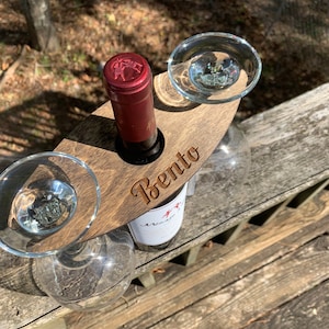 Caddy de vino personalizado, caddy de vino grabado con láser, servidor de botellas de vino
