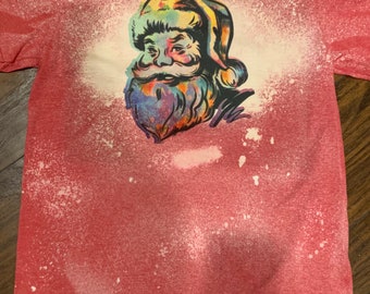 Bleached Santa shirt, Christmas shirt, Sublimation designs,Cute Custom Shirts, Personalized T-shirts