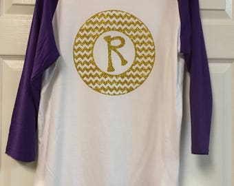 Personlaized name shirt, chevron initial frame, personalized monogram shirt