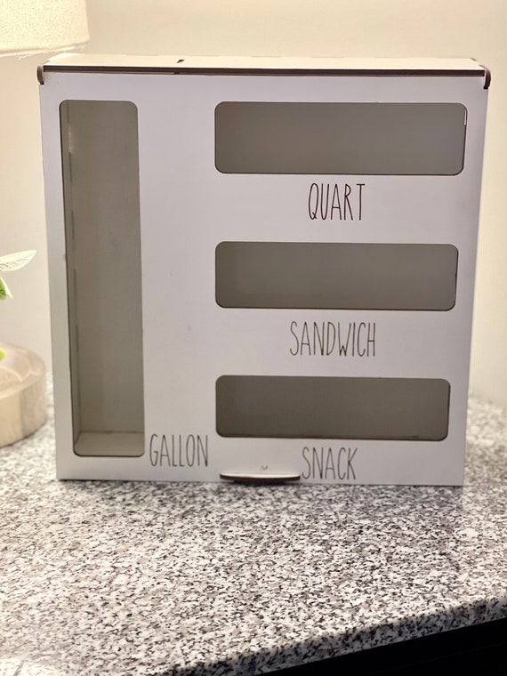 Storage box organizer, Wooden Baggie Box, baggie holder, sandwich bag organizer