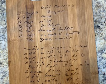 Personalized handwritten recipe board, family recipe board, laser engraved cutting board, laser engraved recipe board