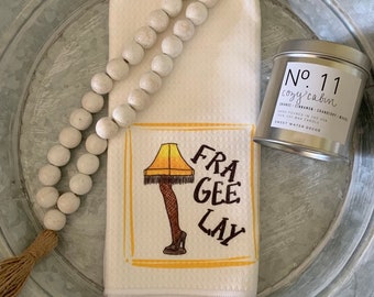 Fragile waffle towel, Frageelay waffle towel, Christmas story towel