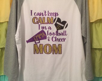 Cheer and football mom shirt, cheer shirt, football shirt, mom shirt