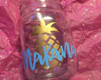 Pineapple mason jar personalized