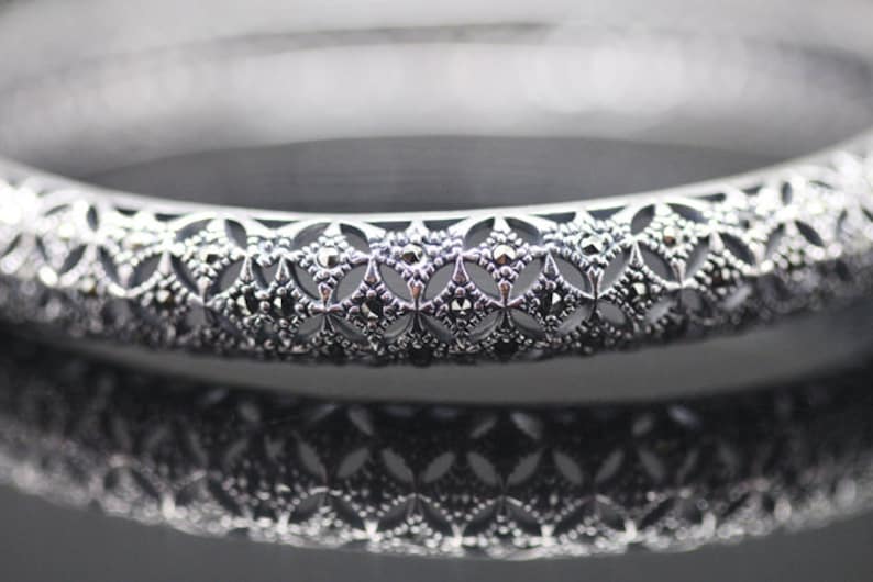 sterling silver bracelet with marcasite tbrs-0174 1pcs