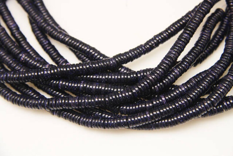 1strand natural navy aventurine plain tire rondel sized 6.5mm