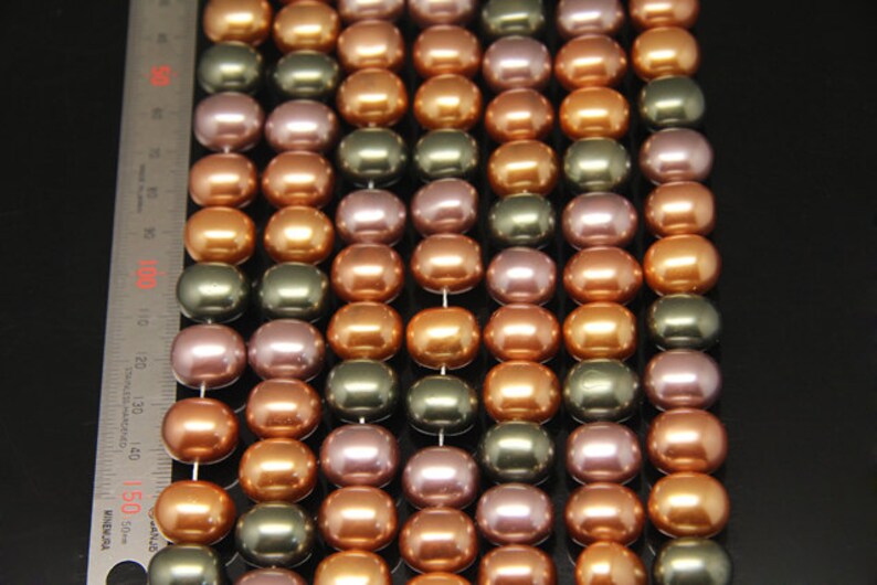 1strand shell pearl plain oval colored mixed color