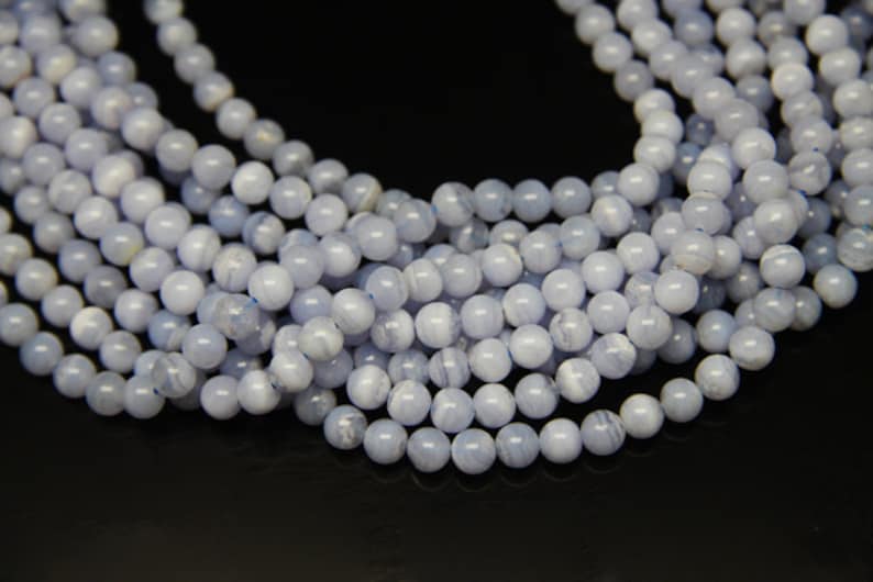 1strand natural bluelace agate plain ball 6mm