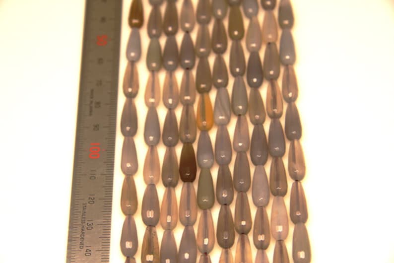 natural gray agate faceted drop sized 6 by 16mm 1strand