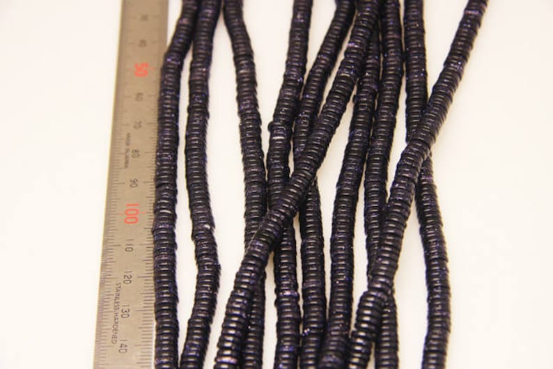 1strand natural navy aventurine plain tire rondel sized 6.5mm