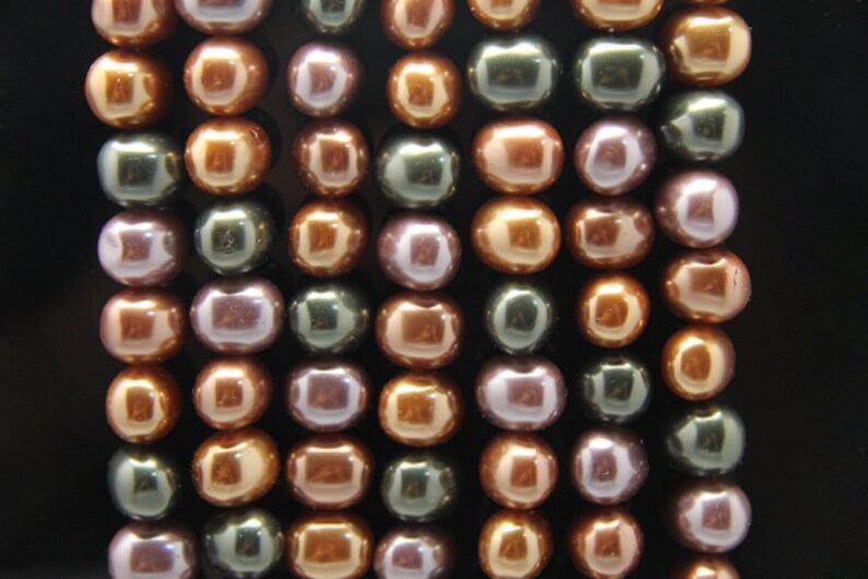 1strand shell pearl plain oval colored mixed color