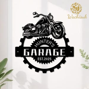 Personalized Harley Garage Metal Sign, Custom Motorcycle - Themed Decor, Out/Indoor Garage/Man Cave Decor, Unique Handmade Father&#39;s Day Gift