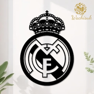 Personalized Real Madrid CF Metal Sign, Out/Indoor Soccer-Themed Crest Decor,Gift for Real Madrid Supporters &Football Fans,Father&#39;sDay Gift