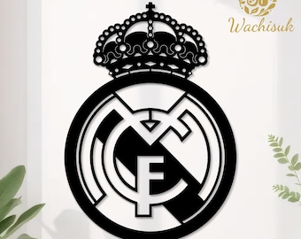 Placa de metal personalizada do Real Madrid CF, decoração com tema de futebol para áreas internas e externas, presente para torcedores do Real Madrid e fãs de futebol, presente de Dia dos Pais