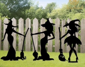 Witches Metal Stake Sign, Multiple Styles Halloween Yard Decor, Outdoor Witch Silhouette Lawn Stake, Spooky Gift for Halloween Lovers