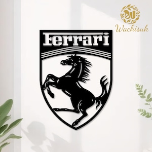 Personalized Ferrari Metal Sign, Out/Indoor Supercar - Themed Crest Decor, Gift for Ferrari/Car Enthusiasts ＆ Father&#39;s Day, Garage Wall Art