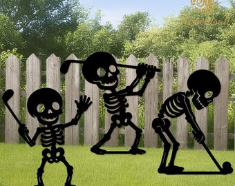 Personalized Skeleton Golf Metal Stake Sign, Custom Golf Yard Art, Outdoor Halloween Campground/Yard Decor, Unique Gift for Golf Lovers