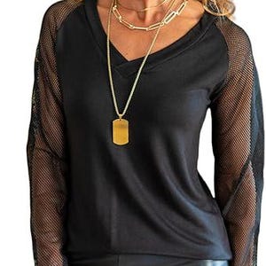 Women&#39;s Blouse - V-Neck, Long Sleeve