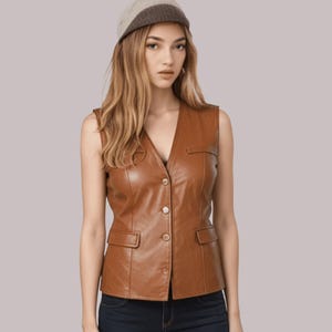 Women&#39;s Cow Leather Vest – Genuine Sleeveless Western Biker Vest – Handmade Vintage Style Festival Outfit- Fall Fashion - Bold Street style