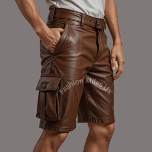 Short en cuir de mouton véritable style cargo pour homme Short en cuir de mouton véritable de haute qualité fait main en cuir véritable streetwear et look motard