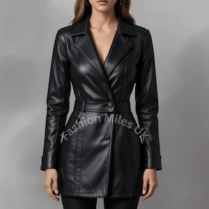 Real leather women black Blazer coat-Handmade leather Blazer-Leather Blazer for business /casual wear-gift-Tailored Fit, Elegant Outerwear
