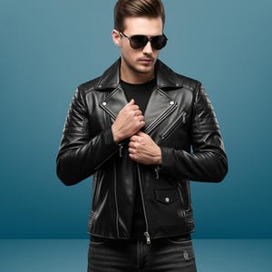 Handmade Cow Leather Biker Jacket – Men's Moto Style