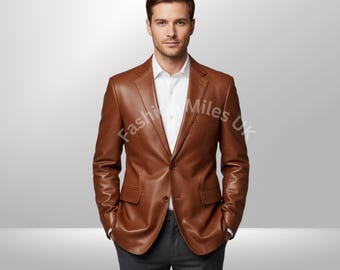 Handmade Real Leather Brown Blazer: Tailored Fit, Elegant Outerwear