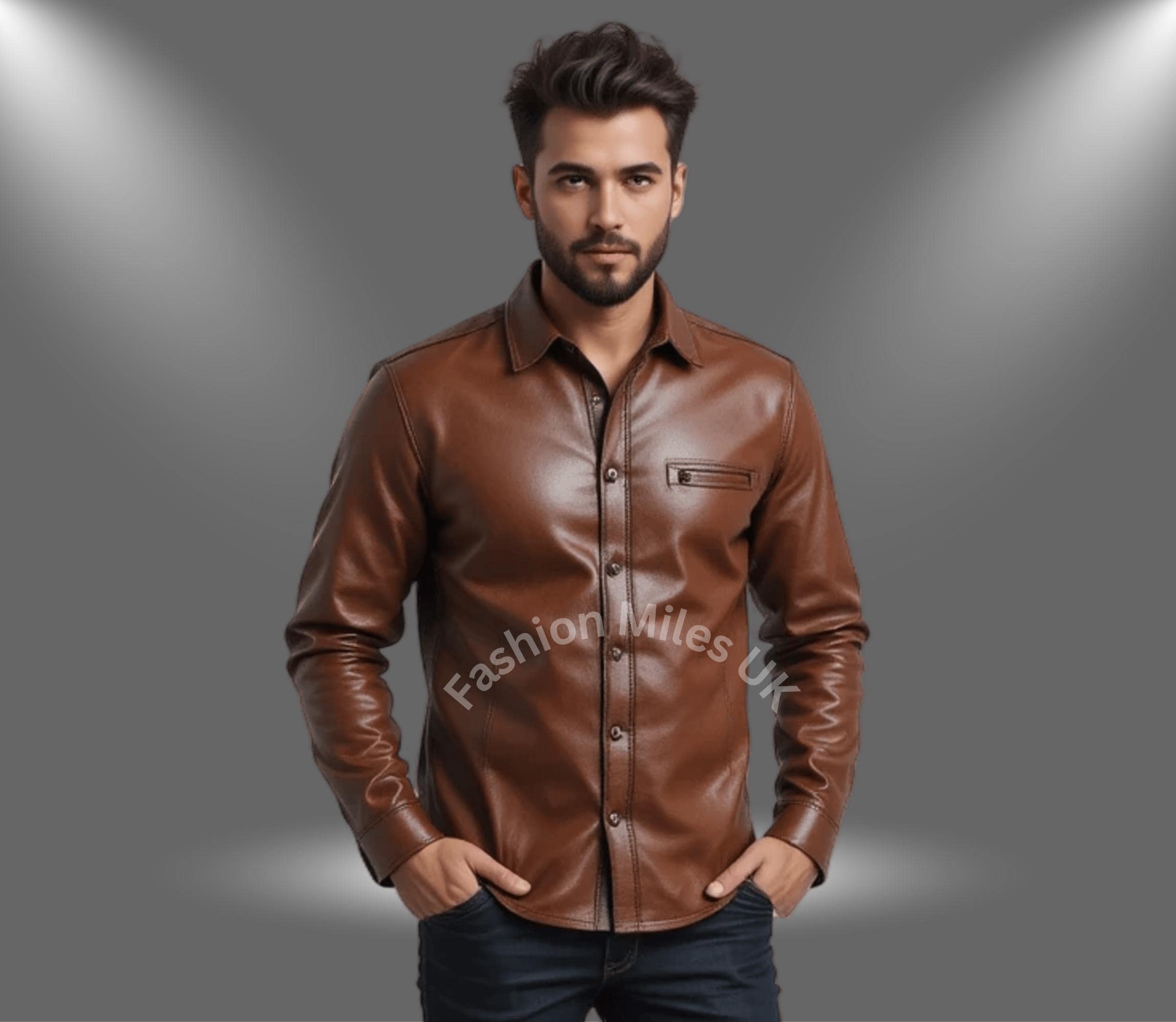 Men's Sheep Leather Shirt–genuine Lambskin Button-up–handmade Full