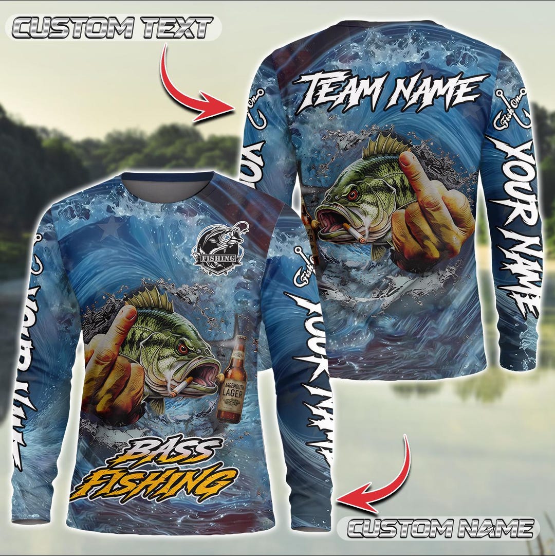 Custom Bass Fishing Seawave Stinky Finger Smoking Beer Design