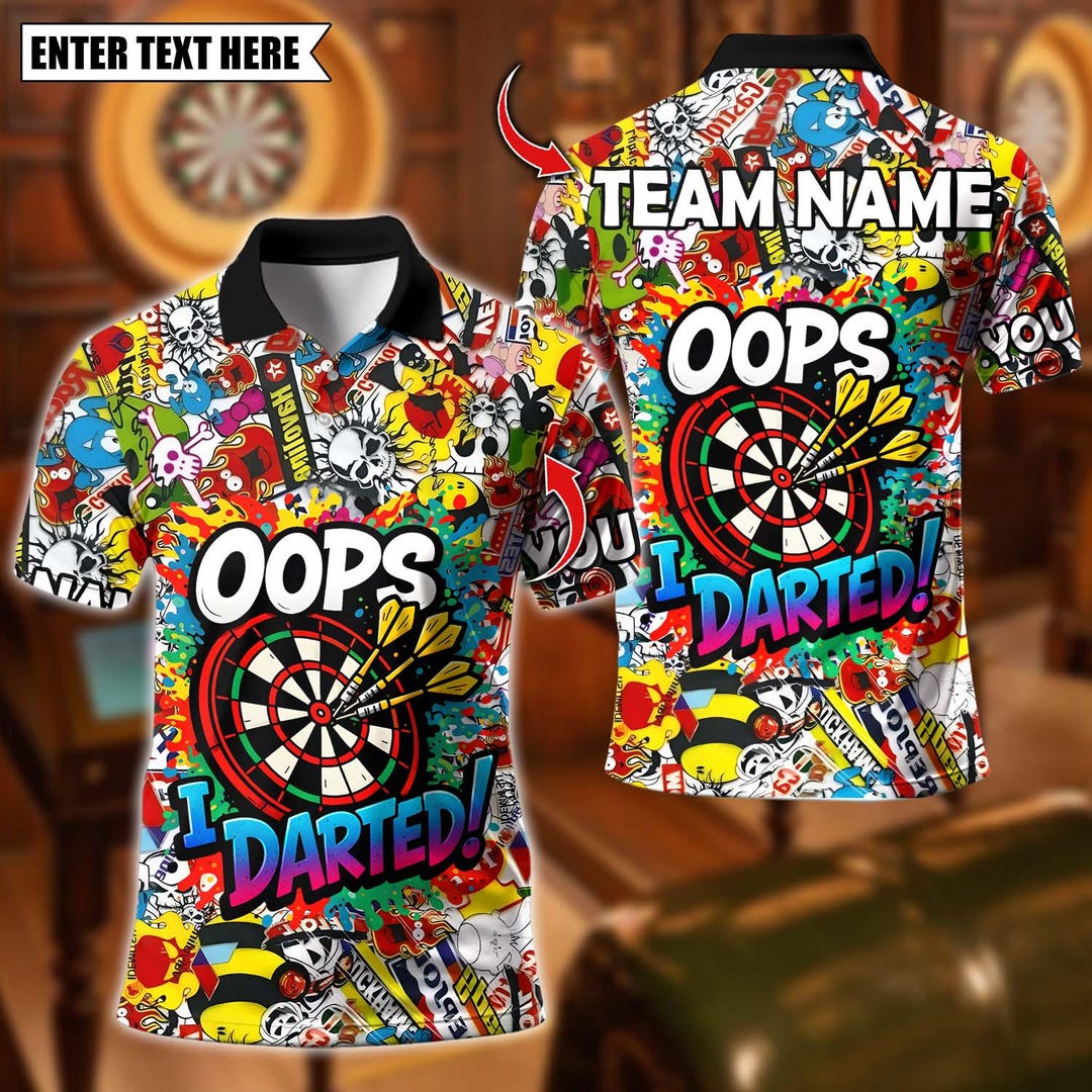 Personalized Name Dart Polo Shirt, Darts Oops! I Darted Graffiti