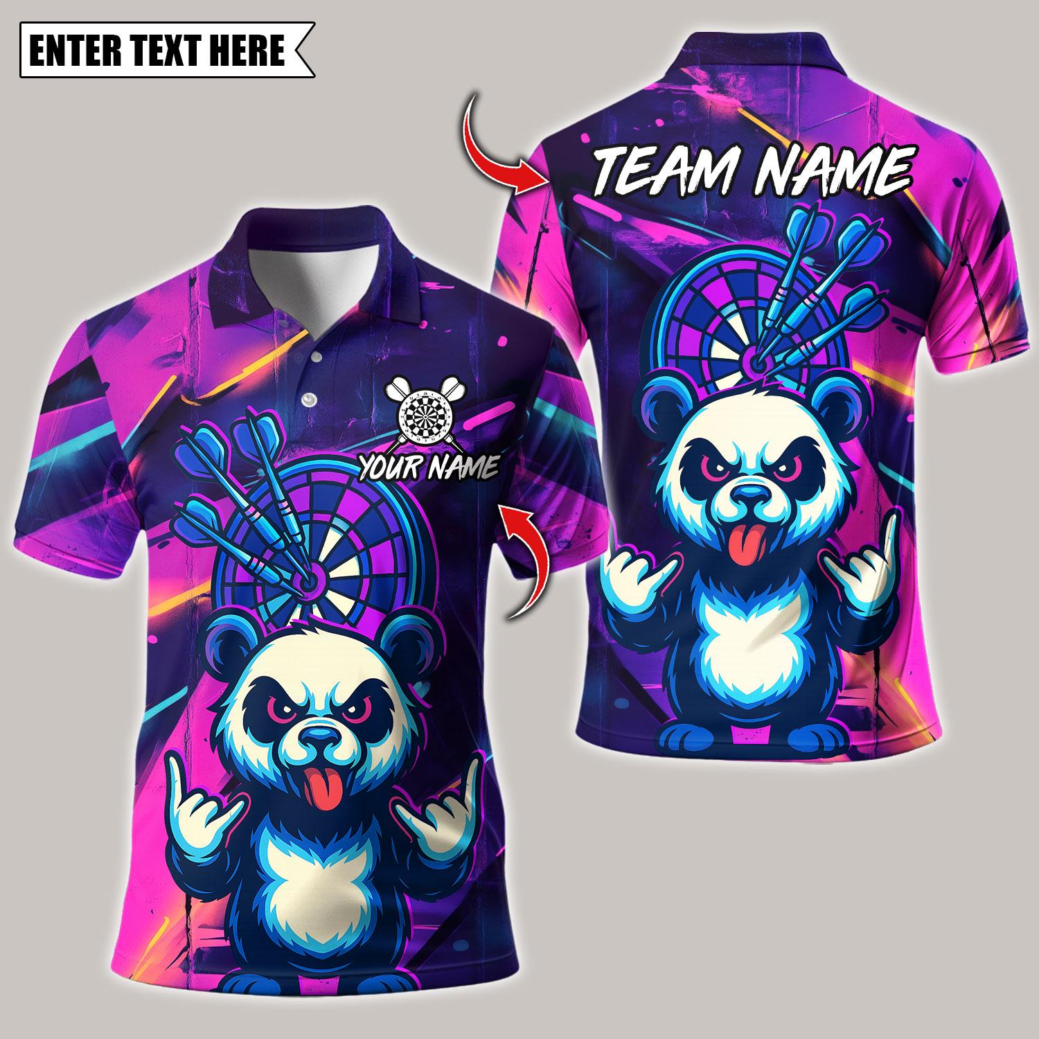 Personalized Name Dart Polo Shirt, Rock Graffiti Panda With