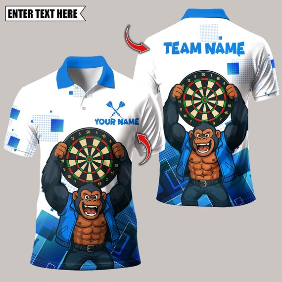 Personalized Name Dart Polo Shirt, Gorilla King Rebel Attitude