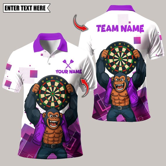 Personalized Name Dart Polo Shirt, Gorilla King Rebel Attitude