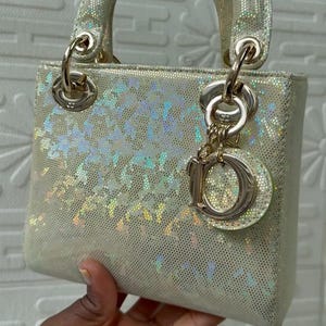 Christian Dior Mini Lady Dior Bag, Gold Iridescent Python, Cannage Hardware (Pre-Owned)