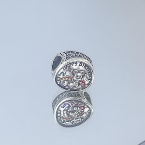 Mickey Geburtstag Charm, Silber Charms, Pandora Charme, Armband Charms, Geschenk für Mädchen, Charms für Armband