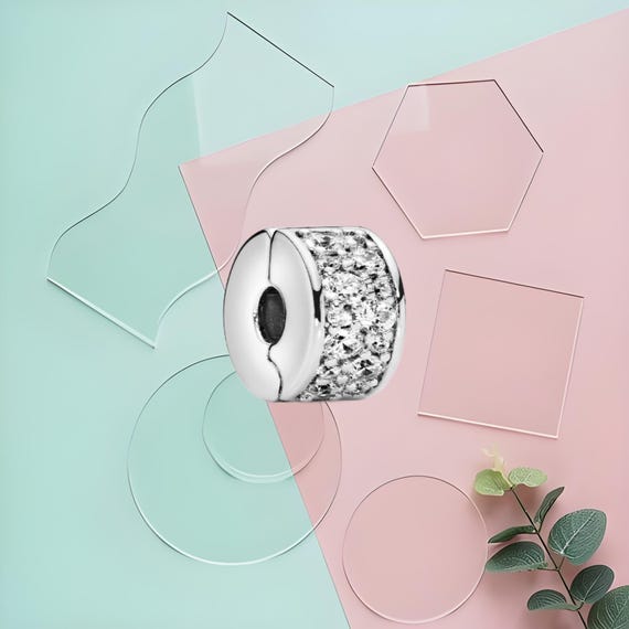 Clear Pavé Clip Charm,Silver charms,pandora charm,bracelet charms,Gift for  Girls,Charms for Bracelet