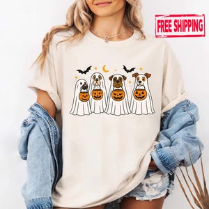 Vintage Halloween Dog Ghost Shirt, Сute Ghost Dog Halloween Shirt, Ghost T-shirt, Dog Lovers T-Shirt, Halloween Dog Shirt, Spooky Season Tee