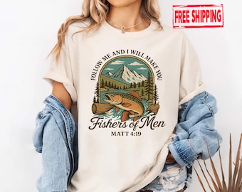 Christian Fishing T-Shirt: Fishers of Men Bible Verse Tee