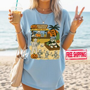 Retro Halloween Graphic Tee: Spooky Summer Horror Night Shirt