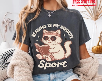 Reading is My Favorite Sport Shirt: Retro Book Lover Graphic Tee