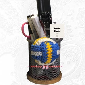 BUY 2 GET 1 FREE - Handmade Crochet Volleyball Keychain | Sporty Mini Ball Bag Charm, Handmade Amigurumi Sports Keyring