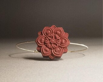 Mandala Incense Bracelet: Handmade Gold Cuff Aromatherapy Jewelry
