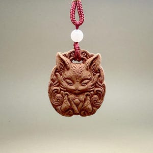 Red Fox Spirit Incense Car Charm | 100% Natural Herbal Feng Shui Amulet | Handmade Spiritual Kitsune Protection Pendant | Aromatherapy Gift