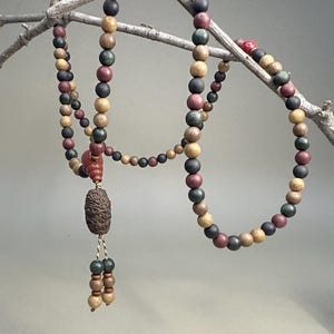 Fem element Mala-halsband: 108 örtpärlor, meditationssmycken