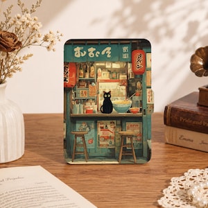 Black Cat & Ramen Kindle Case, New Kindle Paperwhite 12th 7" Case, Fits Kindle 11th/10th/12th, Kobo Libra Color 7'', Premium Kobo Case