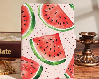 Funda para Kindle con diseño de rebanadas de sandía, compatible con Kindle Paperwhite 12.º de 7 pulgadas, compatible con Paperwhite 11.º y 10.º, funda para Kobo Clara2E, regalo para amantes de la fruta.