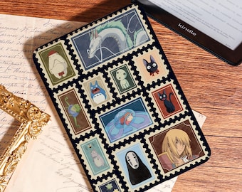 Studio Ghibli Stamp Style Kindle Case, New Kindle Paperwhite 12th 7" Case, Fits Kindle 11th/10th, Kobo Libra Color 7'', Premium Kobo Case